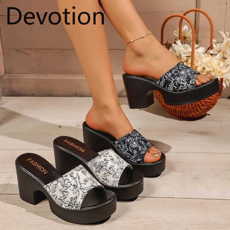 High-heeled Flip-flops for Women - New Style, Single Curve Front, Thick Sole, Fashionable Shoes Devotion