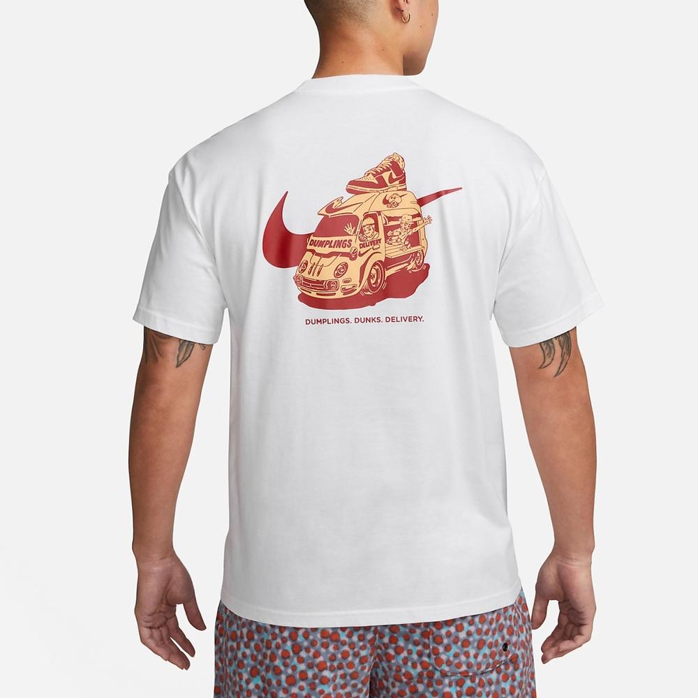 Nike Logo Print Round Neck Short Sleeve Fitness Training T-Shirt with Drop Shoulders in Vintage American Style Men Tops White FB9806-100