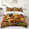 Hamburgers, Fries, Pizza, Food Bedding Set, Elsa, Bear, Duvet Cover, Queen with Pillowcase, 3D, Children's Bedding Set
