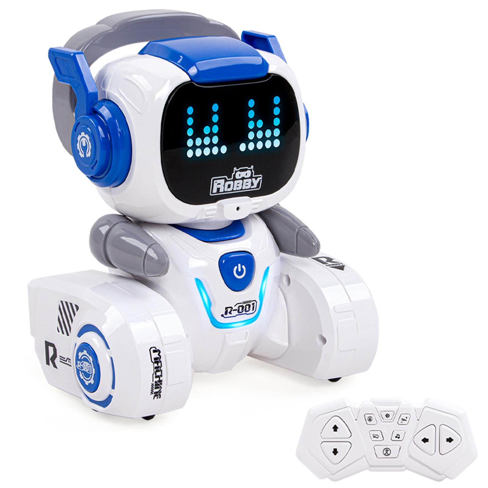 

Kids Robot Toy, Rechargeable Remote Control Robot Intelligent Partner and Teacher with Voice синий/белый