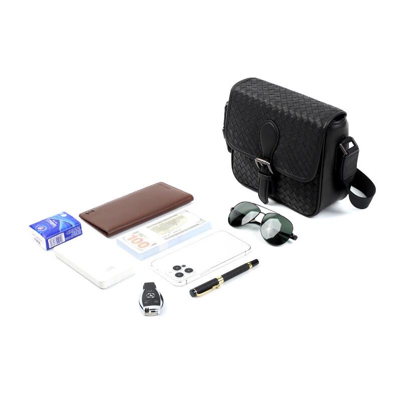 SCHWARZETIENNE Men's Hand-Woven Genuine Leather Shoulder Bag