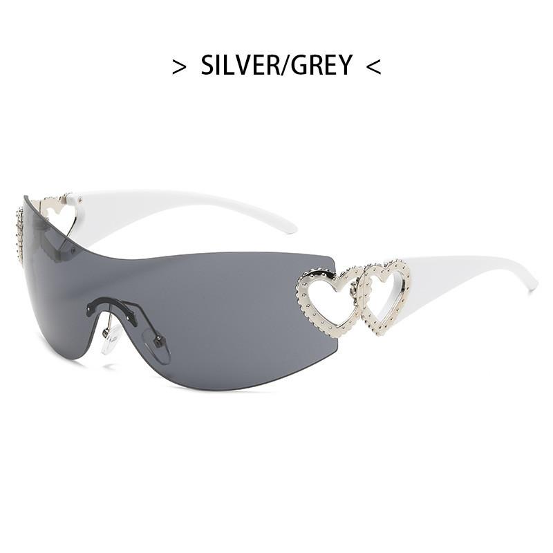 Y2k Herz Sonnenbrille Mode Randlos UV400 Sonnenschutz Für Street Style