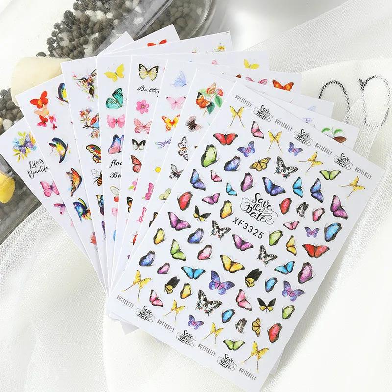 2 PCS/SET 3D Stickers Waterproof Cute Butterfly Nail Stickers Nail Decals Art Decorations