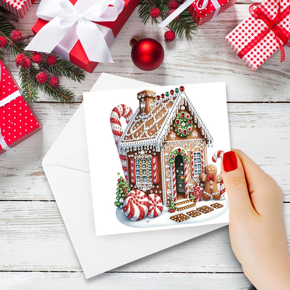 6Pcs DIY Diamond Painting Greeting Card Set Xmas Designs Rhinestone Diamond Art Mosaic Postcards for Festivals and Celebrations