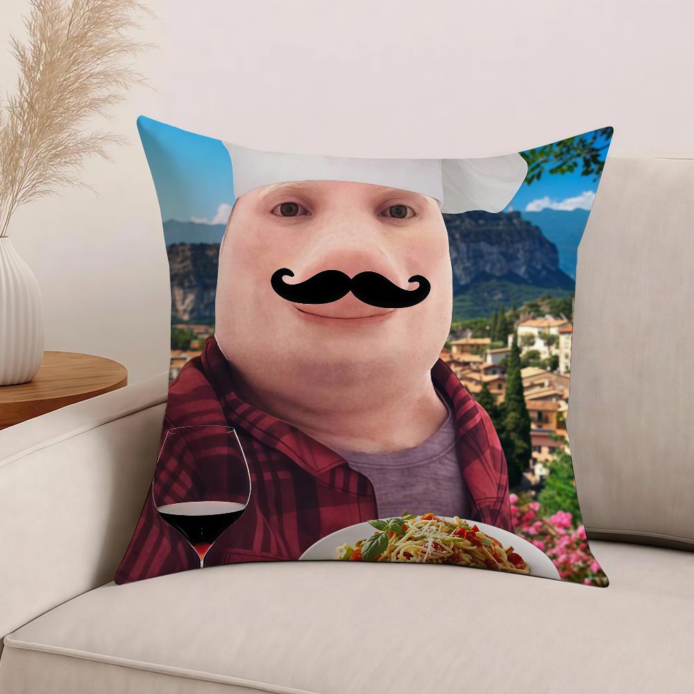 Meme John Pork vtipný Povlak na polštář Kancelářské polštářky Vhodné na pohovku do auta do ložnice Dekorativní povlak na polštář