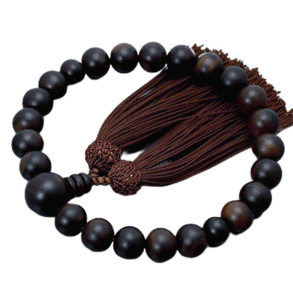 Men's Buddhist Prayer Beads, Kyoto Style, Matte Striped Ebony, 22 Beads, Artificial Silk Tassel, Suitable for All Sects, Informal Funerals, Buddhist