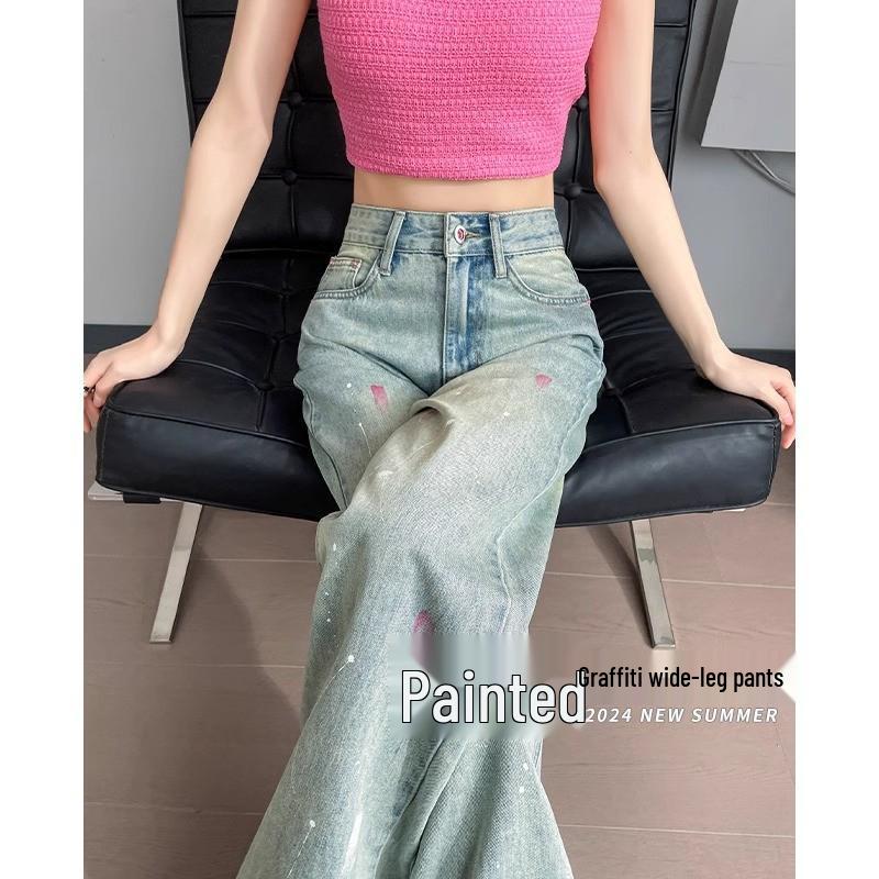 

Women s Retro High-Waist Loose Straight-Leg Jeans M 48-53kg