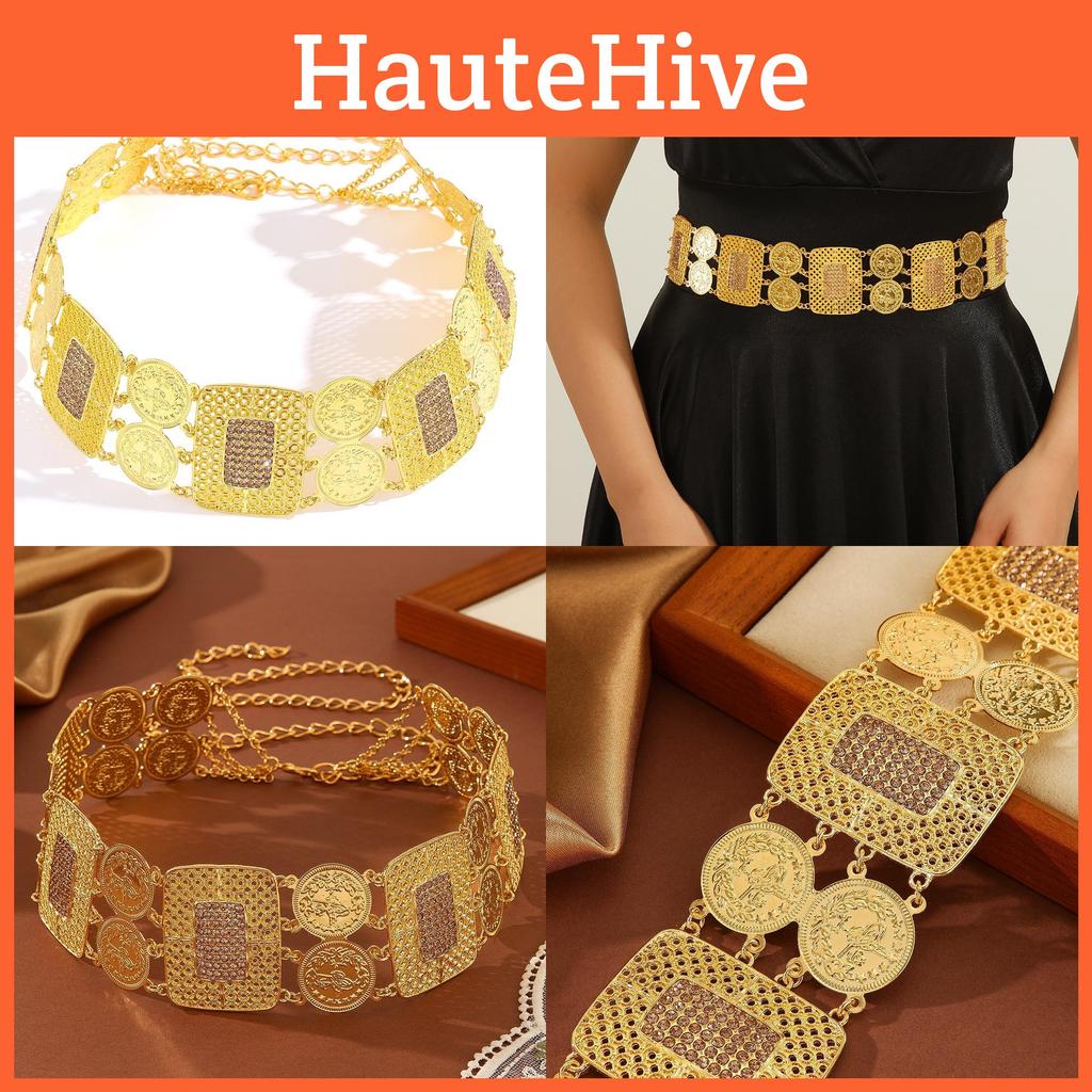 Womens Gold Waist Chain With Geometric Design And Alloy Material For Casual And Formal Wear