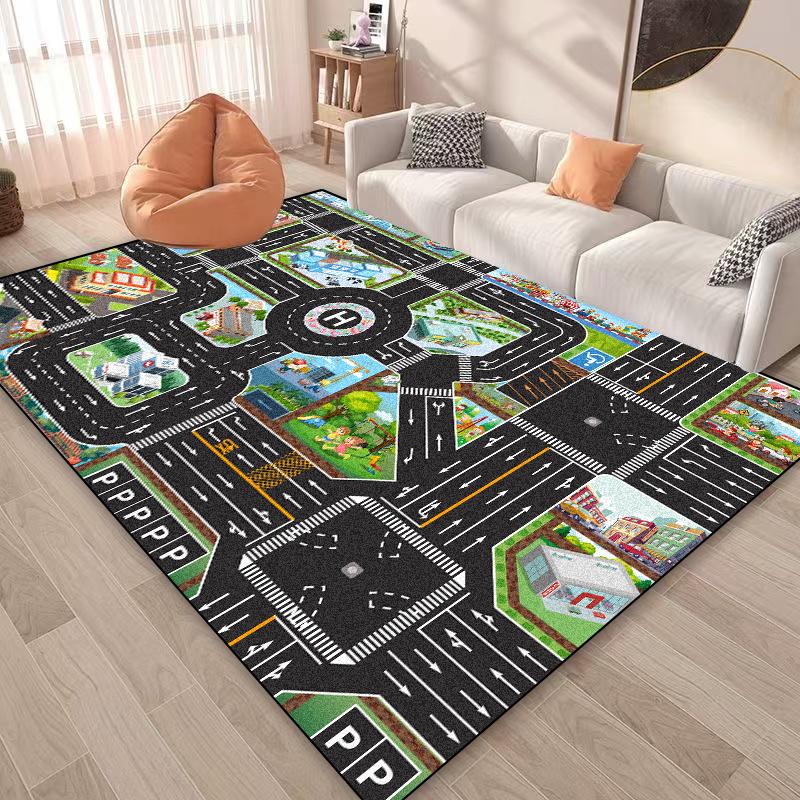 Modern Children Play Road Carpet Living Room Cartoon Home Decoration Baby Sofa Area Non-slip Rug Bedroom Soft Tatami Floor Mat