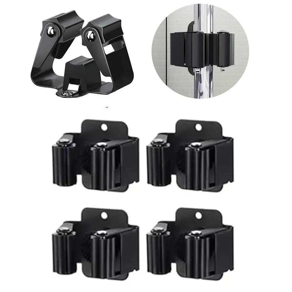 4Pcs Wall Mounted Mop Broom Holder with Screws Waterproof Mop Storage Clips Rack Reusable Hanging Brush Broom Hanger