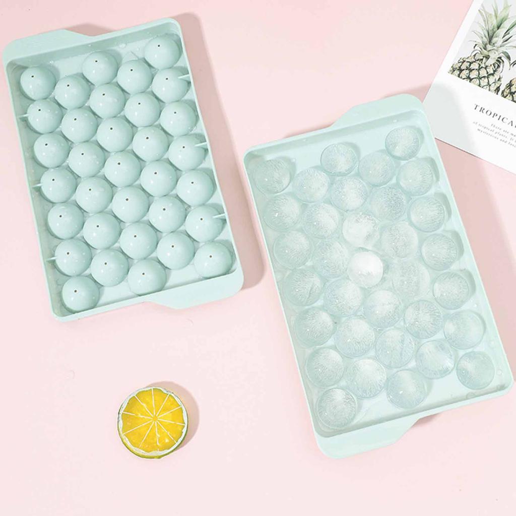 33 Grid Ice Tray with Lid Compact Freezing Balls Mold PP Plastic Sphere Ice Cube Maker for Home Use Blue