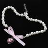 Sweet Pink Heart Necklace with Imitation Pearl Elegant Heart Cross Choker Clavicle Chain for Women Teen Fashion Jewelry