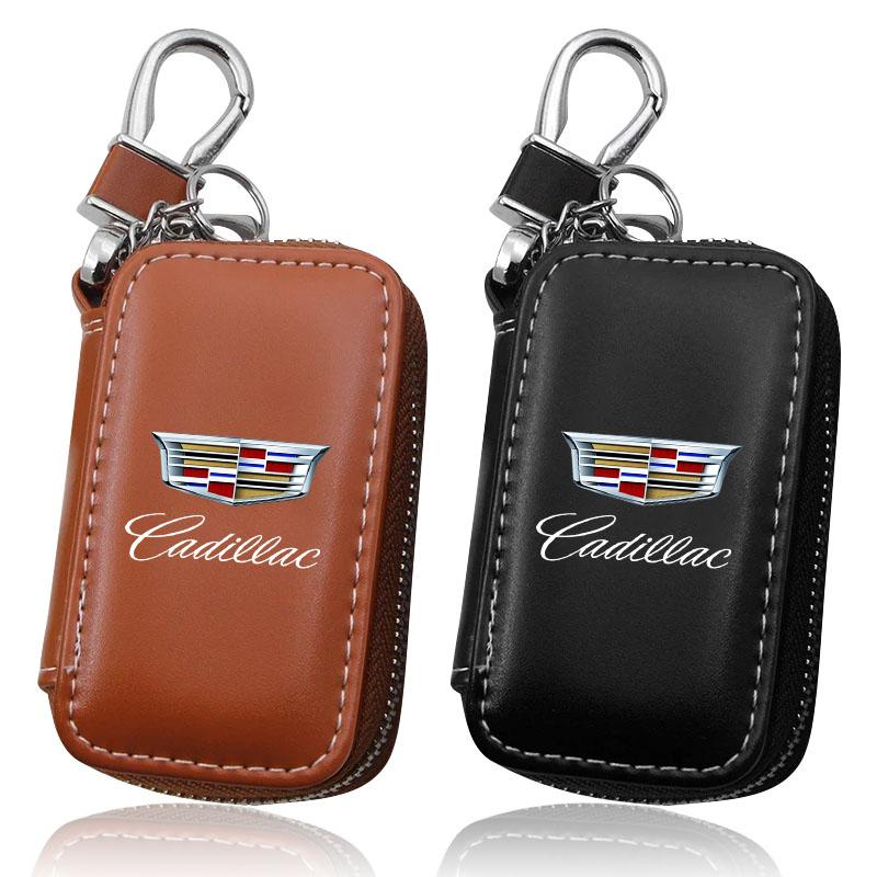 Custodia in Pelle per Chiave Auto Portachiavi Borsa con Cerniera Protezione Accessori Chiave Auto Per Cadillac Escalade Tiburon Deville Seville XT5 XTS CTS BLS SLS DTS SRX