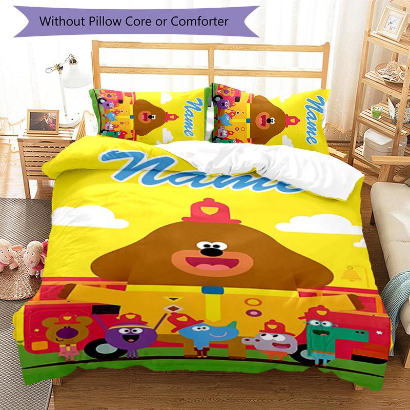 3pcs Hey Duggee3 Cover Set - Personalized Name, HD Printed Bedding with 1 Cover and 2 Pillowcases - Perfect for Home Decor, Easy Care