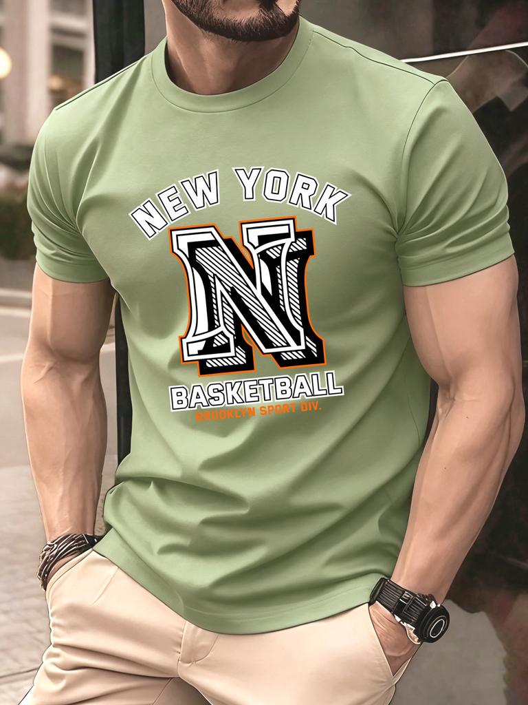 New York Brooklyn Basketball Print T Shirt Men Summer AllMatch Streetwear Trendy ONeck Clothes Cotton Oversized Man TShirts