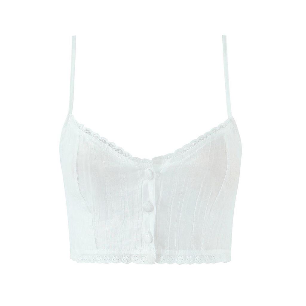2026 Women's Embroidered Two-Piece Set: Sweet & Spicy Slim Fit Puff Sleeve Lace-Up Shirt + Short Camisole Vest