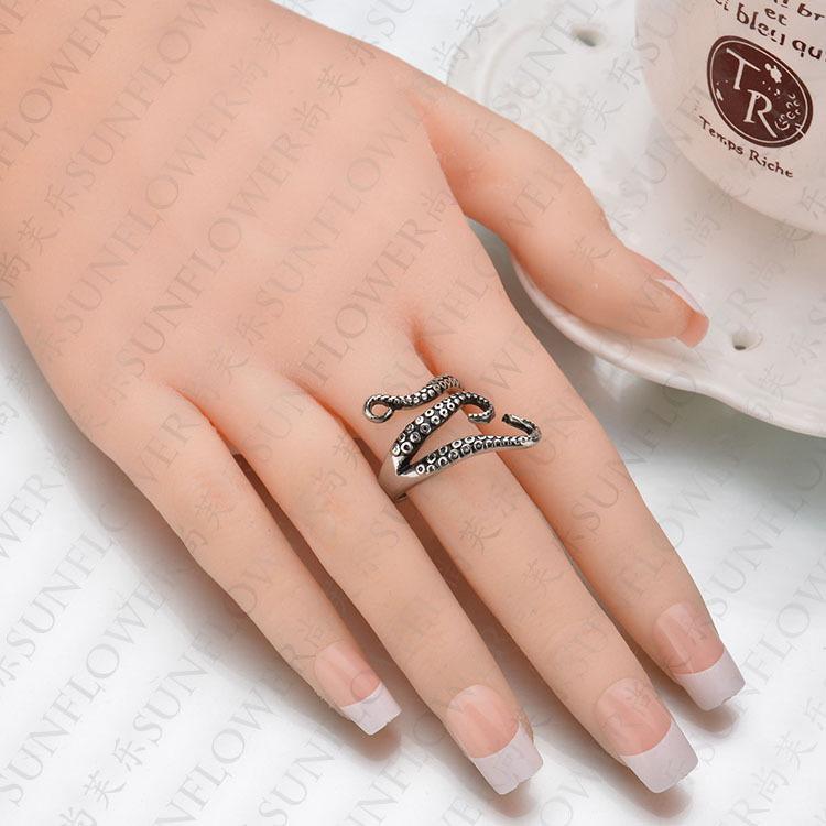 Octopus Stainless Steel Punk Ring - Retro Open Design