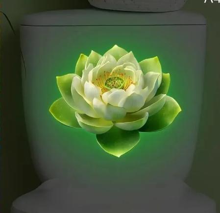 Glow-in-the-dark Lotus-toilet Sticker One Size