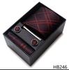Tie Handkerchief Cufflink Set For Men Necktie Holiday Gift Box Blue Gold Suit Accessories Slim Wedding Gravatas