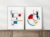 Set of Two Posters Geometry Mondrian