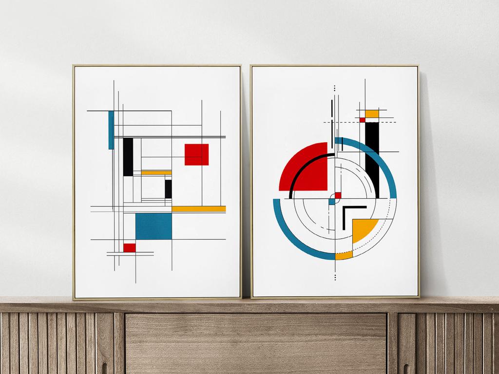 Set of Two Posters Geometry Mondrian