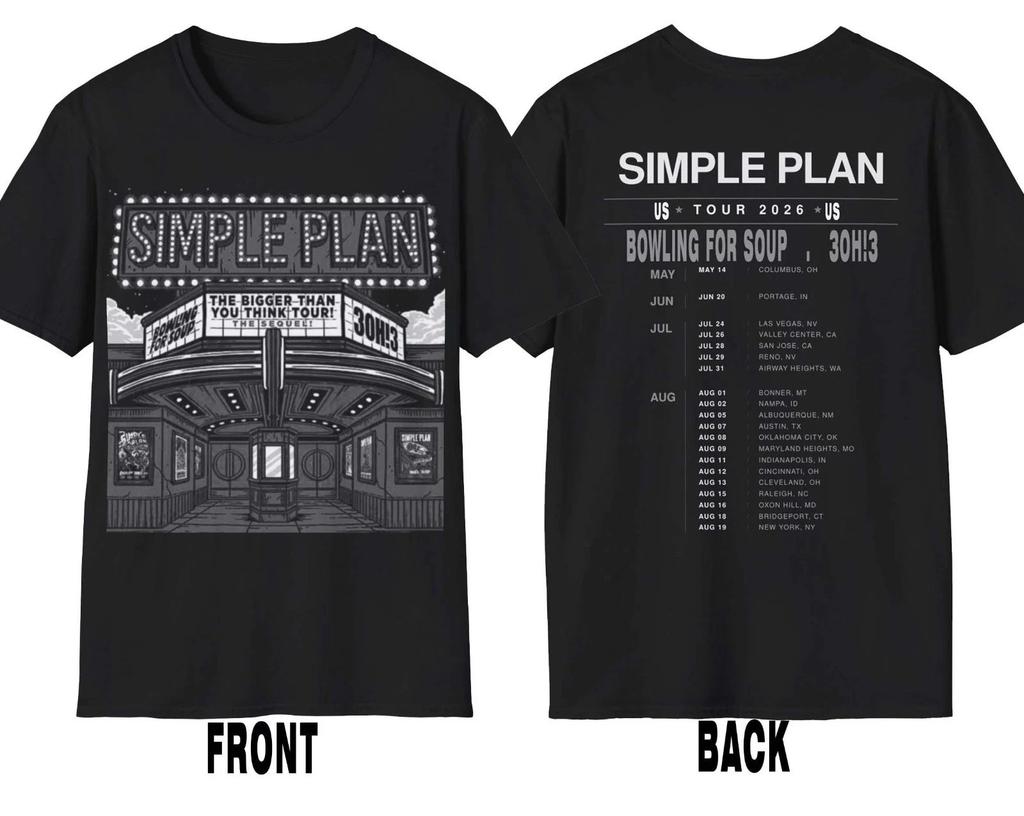 T-shirt Tour Simple Plan 2026 Nord America