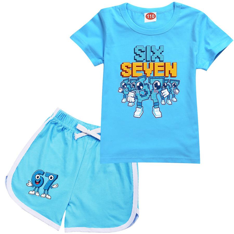 9193 Kids Steal a Brainrot 67 Top Shorts Sport Tracksuit Set