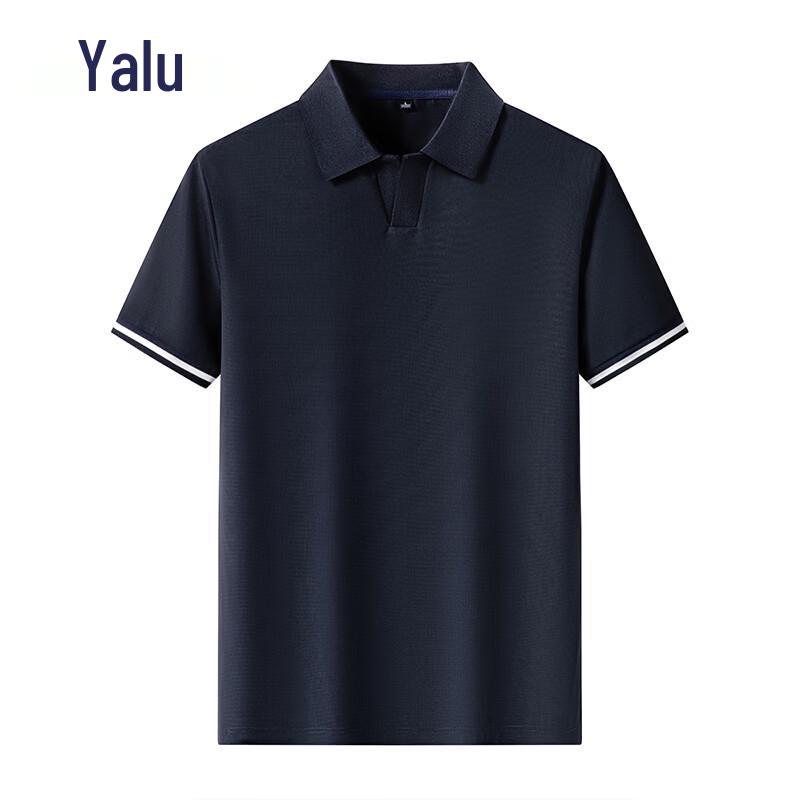 YALU EL Unisex Summer Seagull Collar Polo Short Sleeve T-Shirt XL тёмно-синий