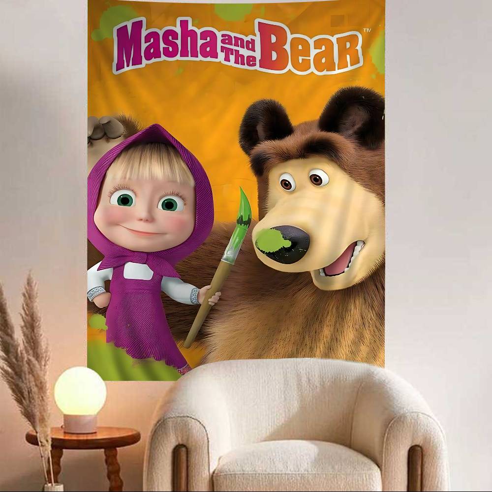 Cartoon MMasha And The BBear Hanging Bohemian Tapestry Bohemian Wall Tapestries Mandala Cheap Hippie Wall Hanging