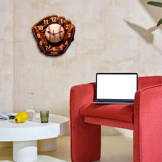 Baseball Glove Wall Clock Decorative Clock with Silent Pointers Living Room Wall