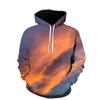 Mens Long Sleeve Hooded Sweatshirt With 3D Cloud Print Loose Fit Casual Pullover Fall