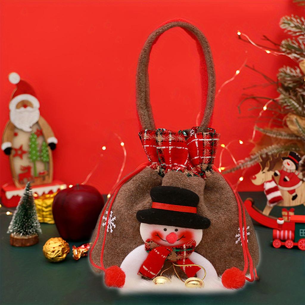 Christmas Eve Candy Bag with Cute Elk Doll Design Festival Gift Bag Suitable for Mantel Shelf Table