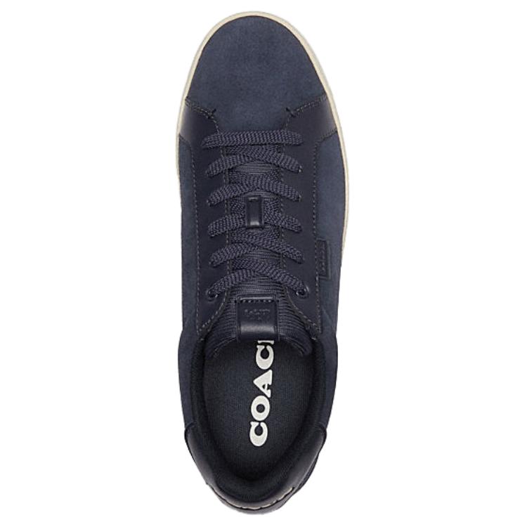 Coach Lowline Cow Split Leather Round Toe Lace-Up Low-Top Sneakers Men Sneakers Navy CU014-BHP