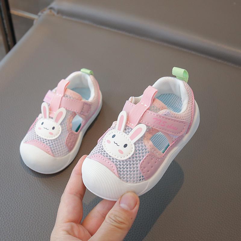 Baby Boys Girls Summer Mesh Sandals Outdoor Sports Shoes Breathable Closed Toe Velcro Walking Shoes Toddler Shoes 22 розовый