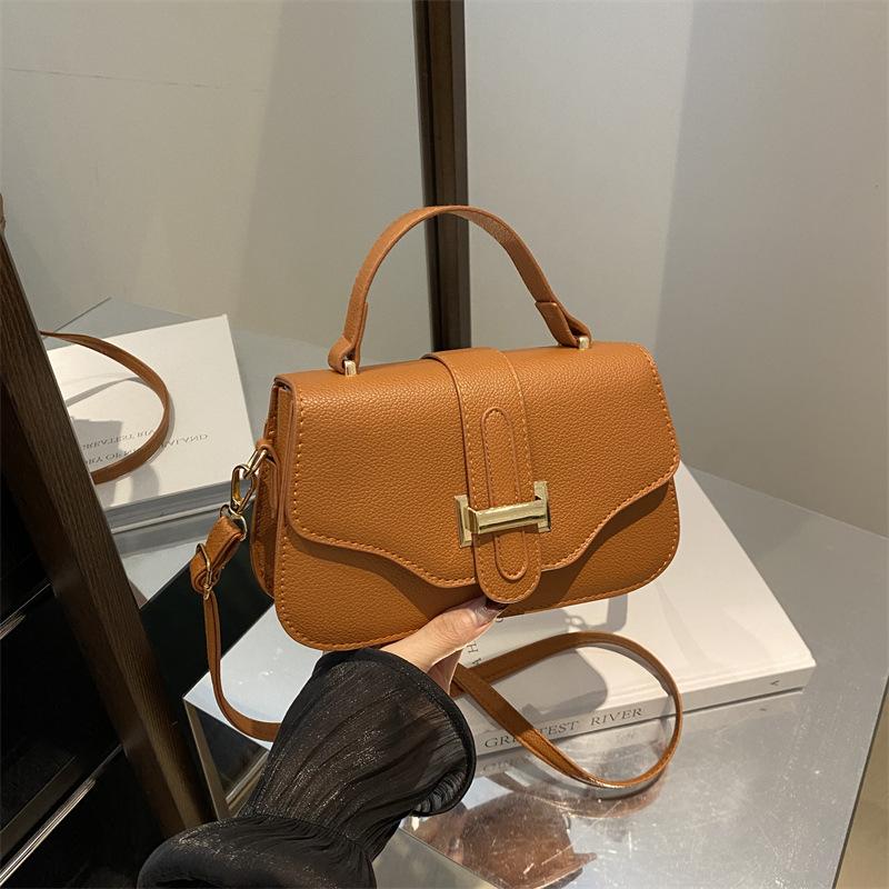 Foreign style casual and simple 2025 fashion new texture solid color retro trend single shoulder portable crossbody small square bag woman