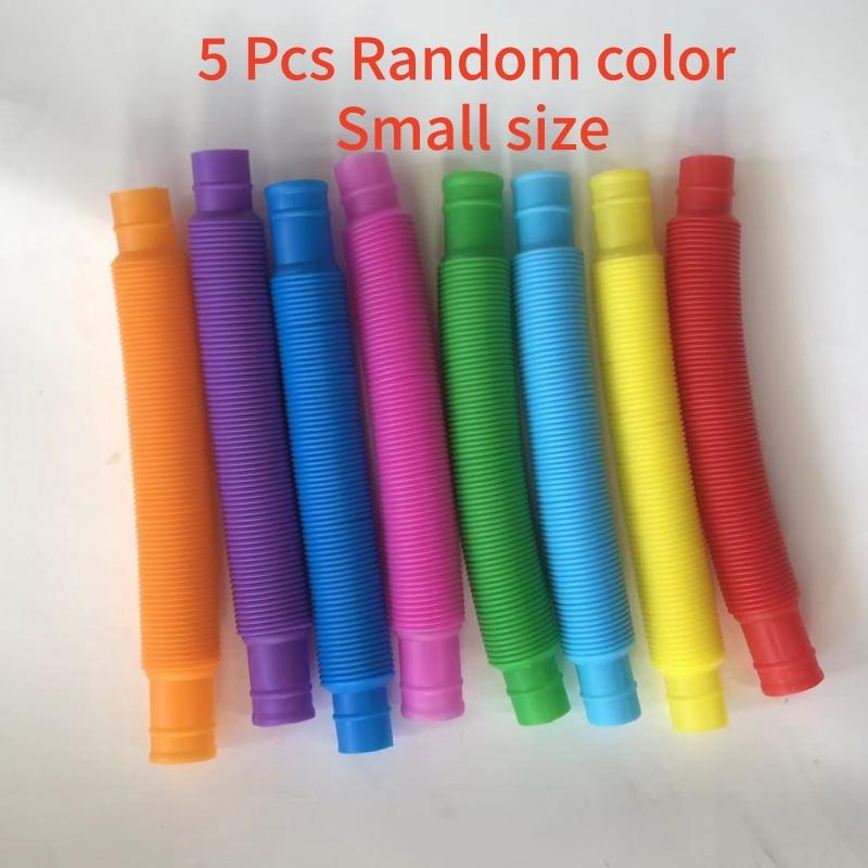 6PCS Mini Color Plastic Bellows Squeeze Toy Pull Telescopic Tube Popular Sensory Toys Adult Restless Children Decompression Vent