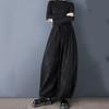 Plus size Black Vintage high Waist Casual loose Spring autumn wide leg Pants Women Trousers