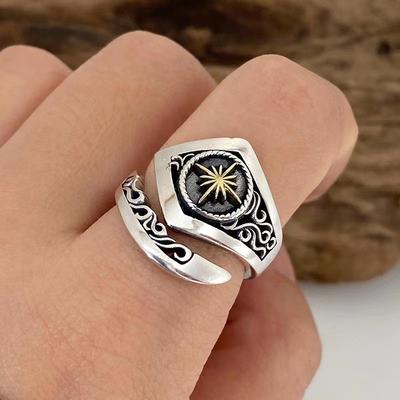 New Sun God Ring Men's Indian Style Trendy Retro Style Opening Adjustable Index Finger Ring