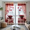Set Of 2 Valentine Day Love Curtains Design Privacy Protection Suitable Decoration Various Scenarios Curtain With Pole Pocket Polyester
