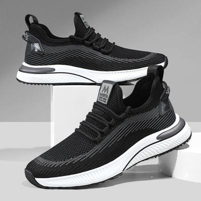 Men's Sports Casual Shoes Breathable Soft Bottom Casual New Flying Woven Single-Layer Shoes Men's Student Sneakers
