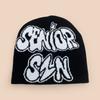 Popular Letter Jacquard Knitted Hat For Men And Women, Warm Personality Contrasting Colors, Hip-Hop Cold Hat, Pullover Hat