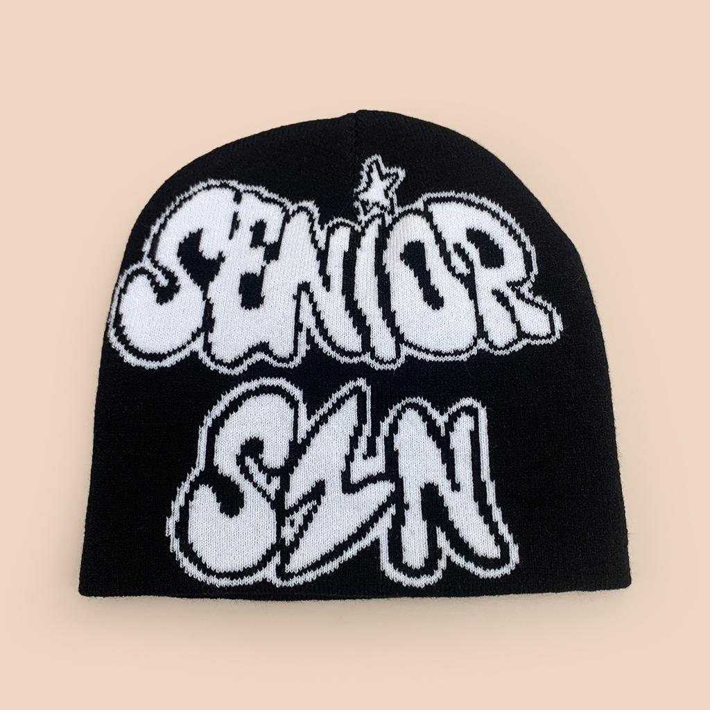 Popular Letter Jacquard Knitted Hat For Men And Women, Warm Personality Contrasting Colors, Hip-Hop Cold Hat, Pullover Hat