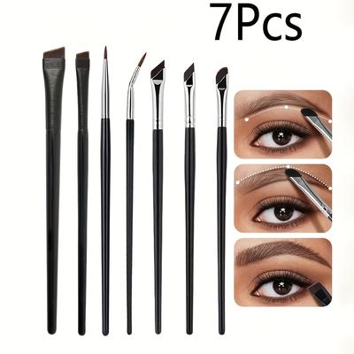7pcs Eye Makeup Brush Set Angled Eyeliner Brush Soft Synthetic Bristles for All Skin Types Makeup