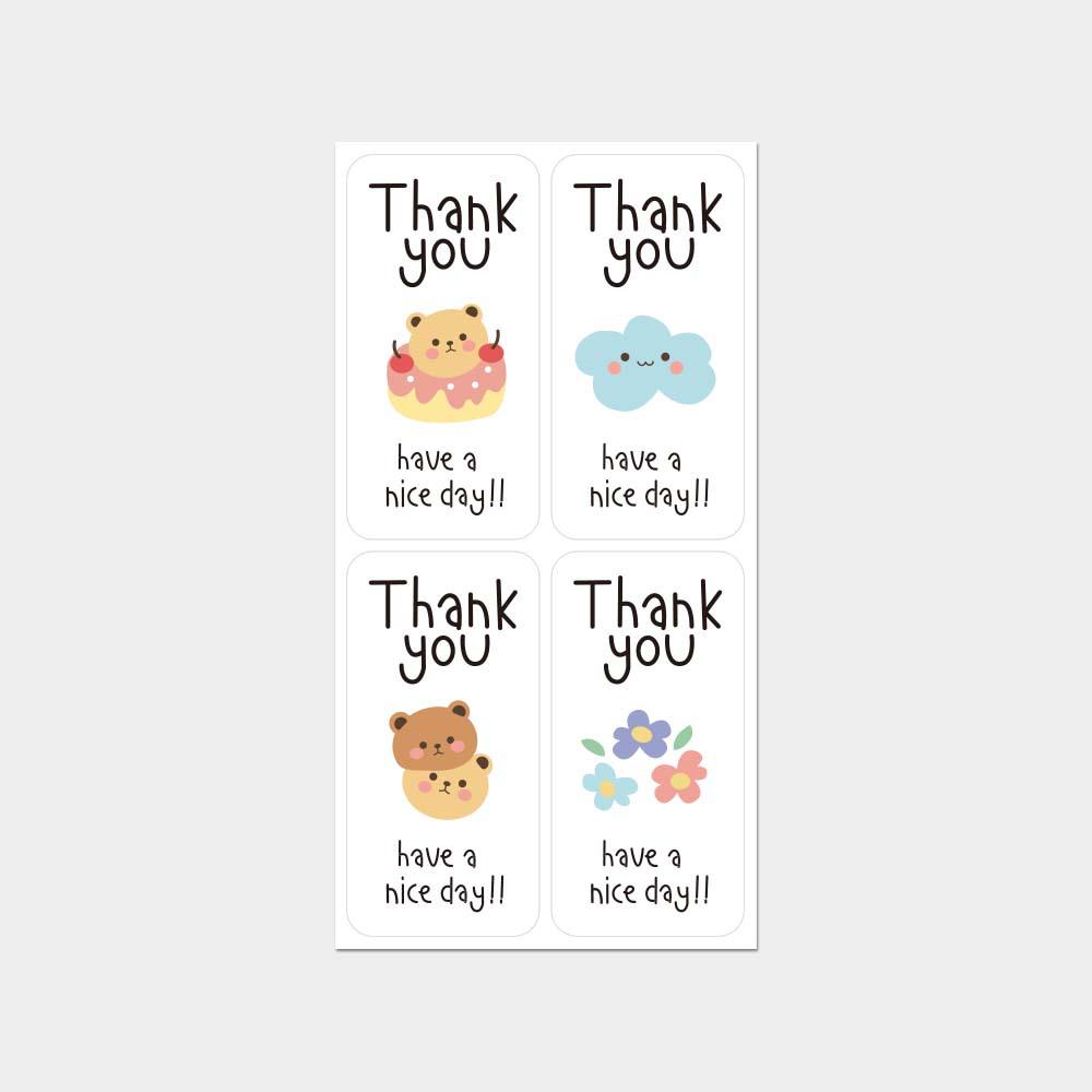 Cute Oval Thank You Stickers for Gift Box Sealing - 100pcs/bag