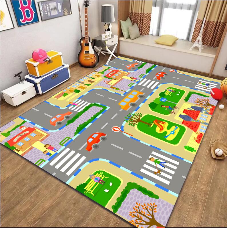 Children's Traffic Road Play Mat - Thick, Wear-Resistant Carpet for Kindergarten, Bedroom, or Living Room