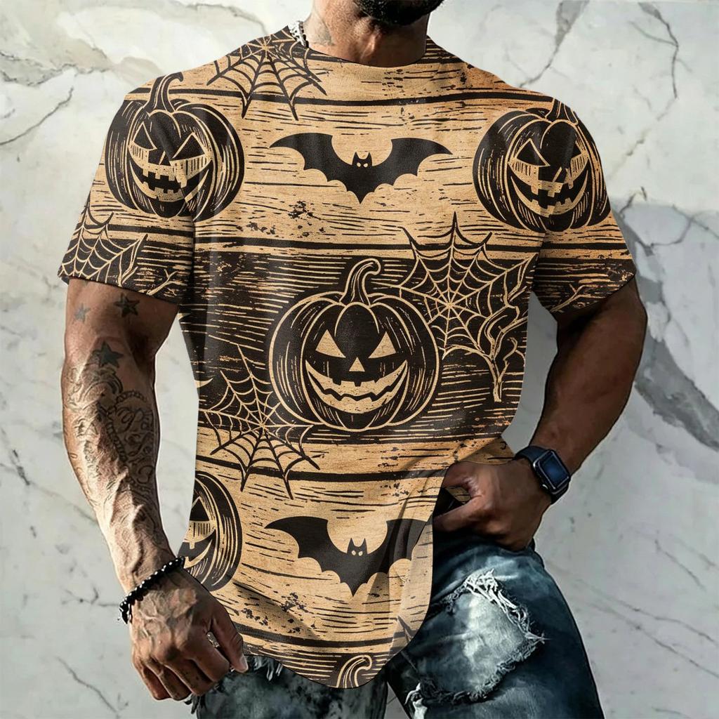 Men's Halloween Vintage Graphic T Shirt Loose Fit Breathable Short Sleeve Casual Streetwear Summer Top Comfortable Daily Wear