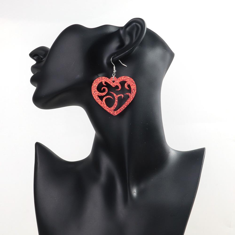New Valentine's Day Heart Acrylic Earring for Women Girls Creative Glitter Love Vine Hollow Drop Earrings Fashion Jewelry Gifts