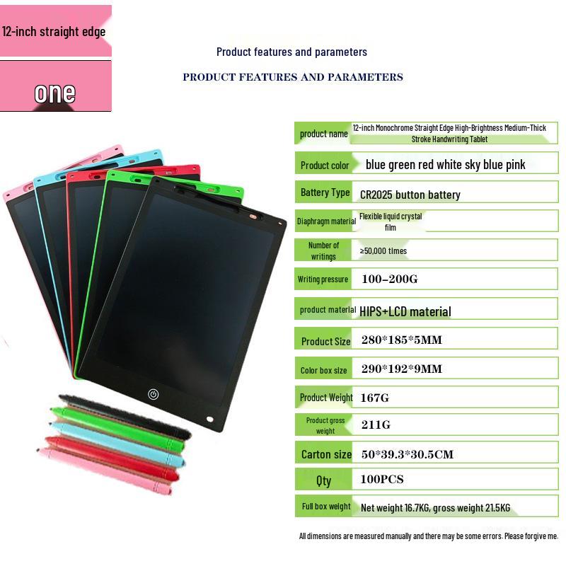 Kids' LCD Drawing Tablet - 6.5/8.5/10/12 Inch with One-Click Clear Screen