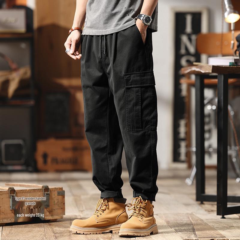 Men's Retro Work Pants: 2025 Heavyweight Fleece-Lined Casual Trousers for Autumn/Winter