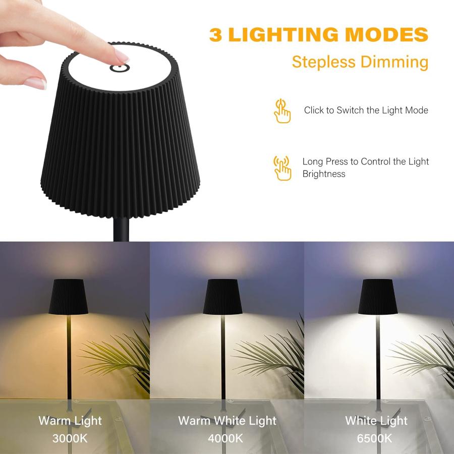 LED Desk Lamp Rechargeable 3 Color Dimming Modern Touch Switch Table Light For Bar Club Restaurant Bedroom Decor Lighting
